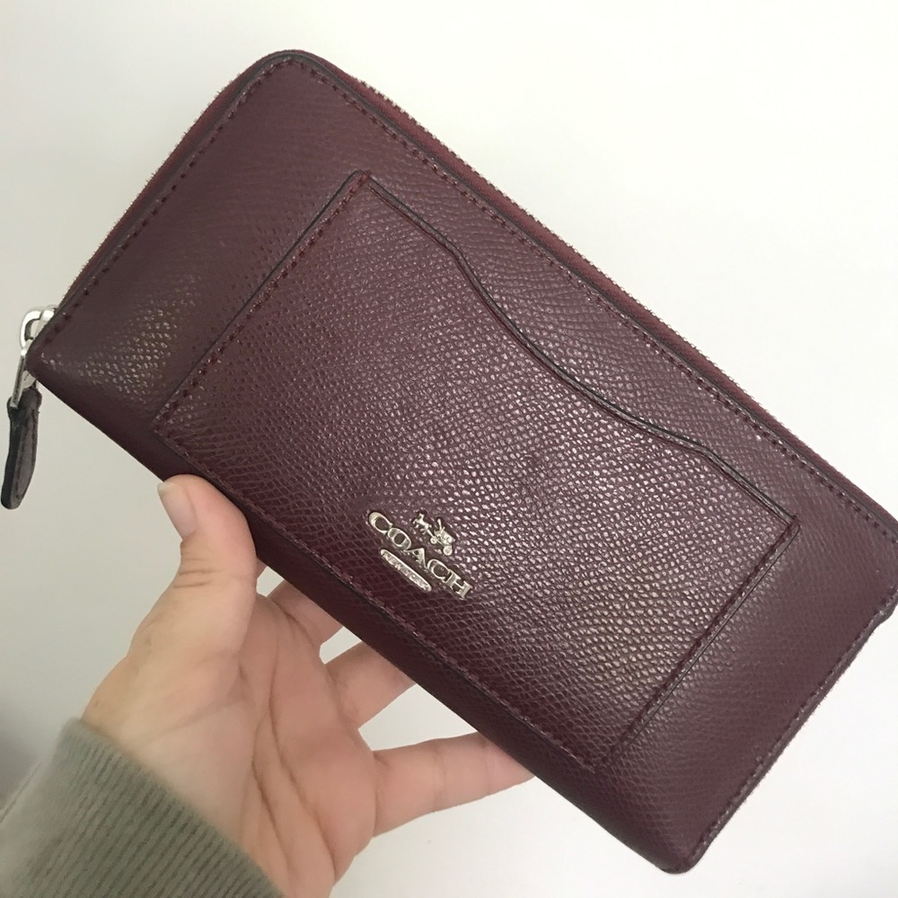 maroon coach wallet